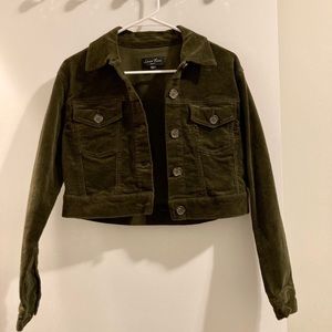 Love Tree Forest Green Cropped Corduroy Jacket